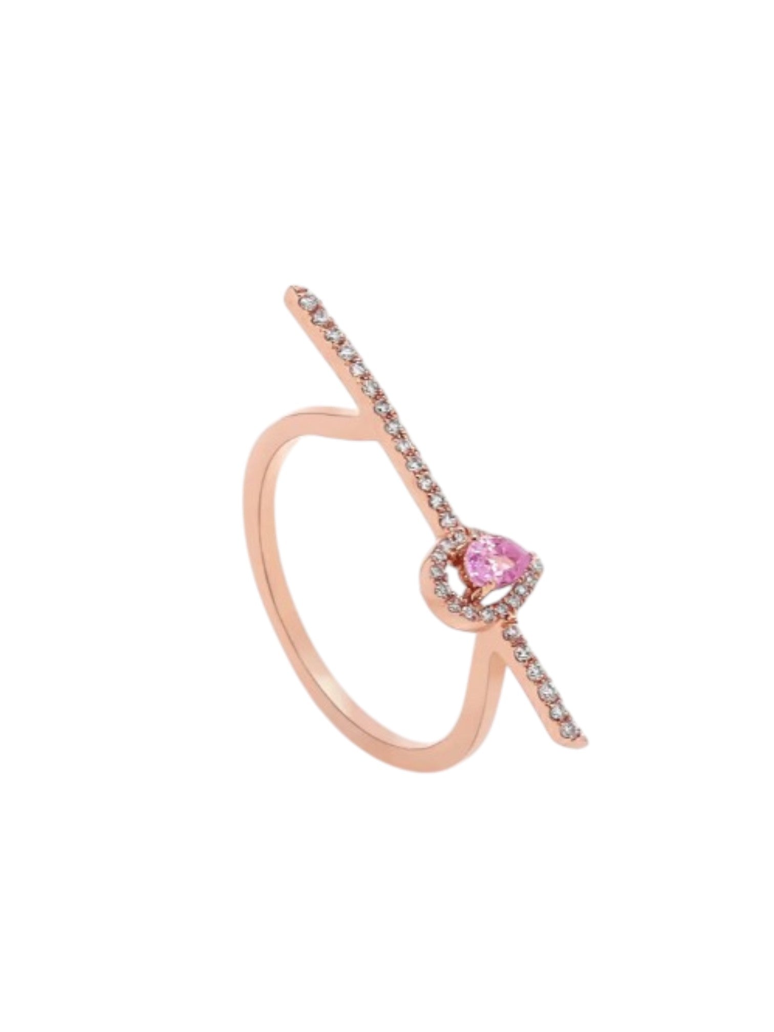 925 Sterling Silver Rose Gold Plated Light Weight CZ Stone Ring For Women By Kesardeep